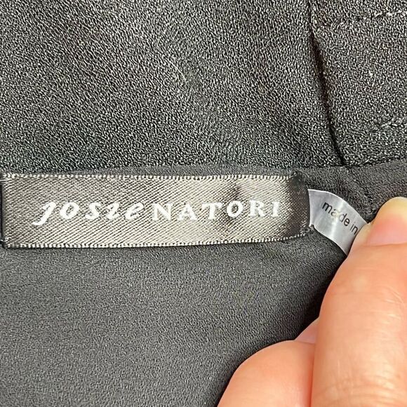 Josie Natori black core crepe paper bag waist pants size 12 - Picture 10 of 15